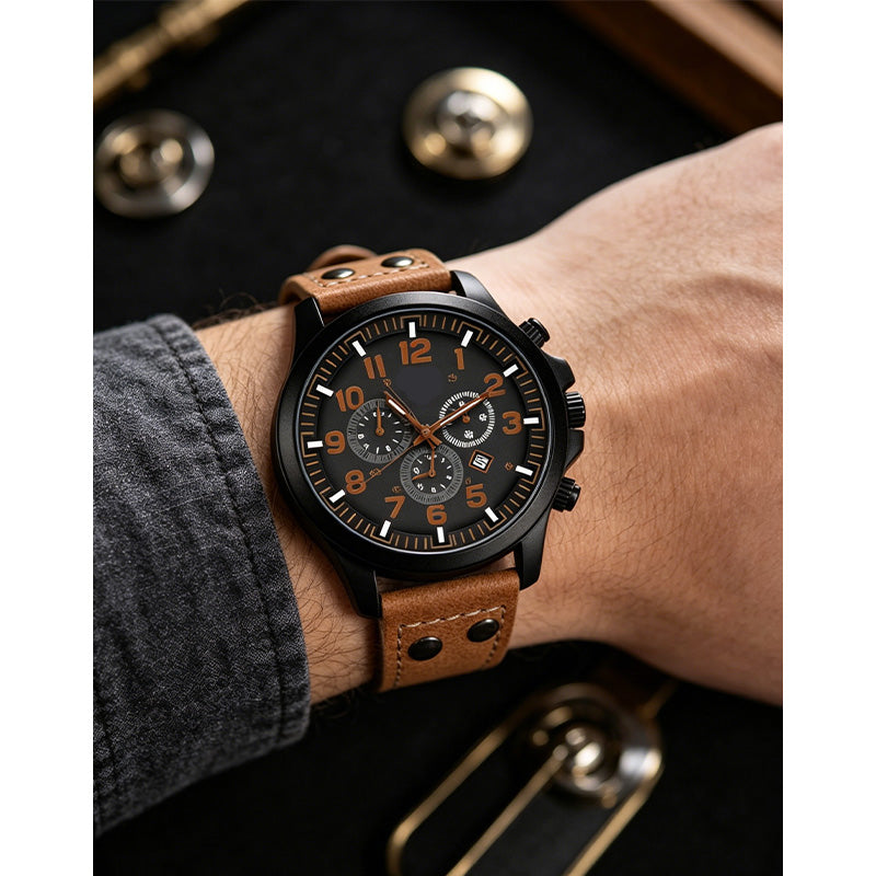 Reloj Analógico de Esfera Audaz con Función de Fecha