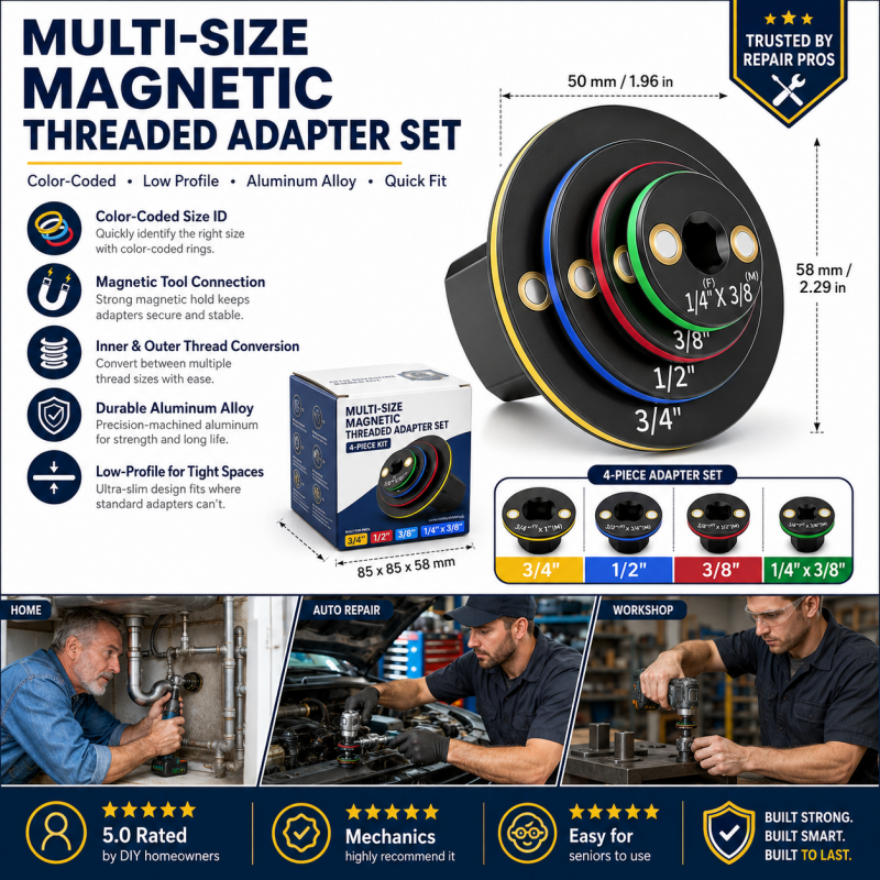⏳🔥50% DTO. POR TIEMPO LIMITADO! ⏰Adaptador magnético roscado universal de aluminio con anillos codificados por color