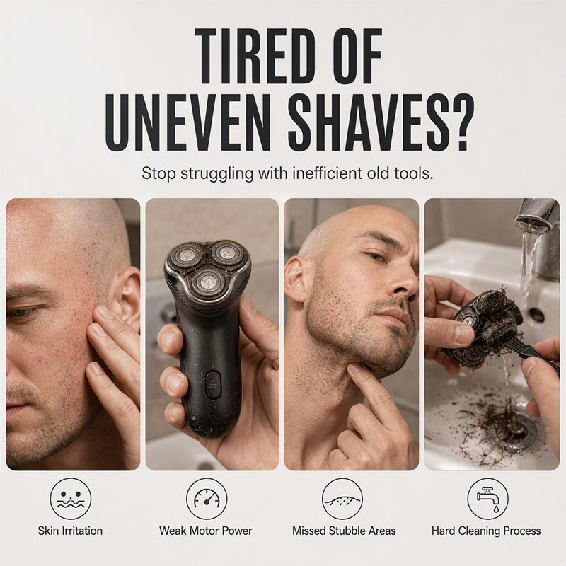 Afeitadora eléctrica inteligente 2 en 1 para cabeza calva y recortadora de barba con pantalla digital