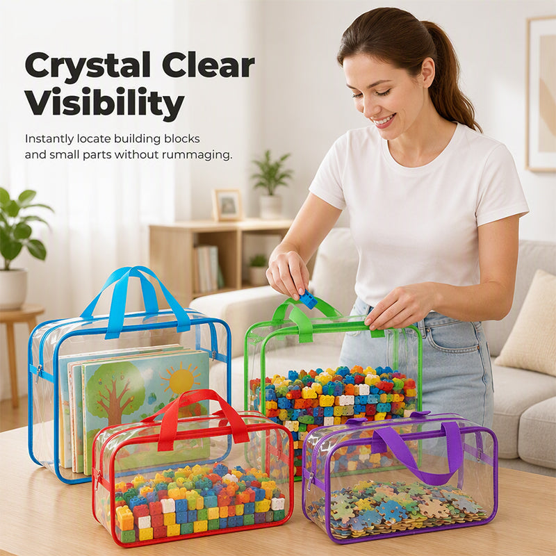 🧸 ¡50% DE DESCUENTO AHORA! 🚗 Bolsa de Almacenamiento de Juguetes de PVC Transparente – Clara, impermeable y duradera – Mantiene bloques, coches y muñecas ordenados ✨