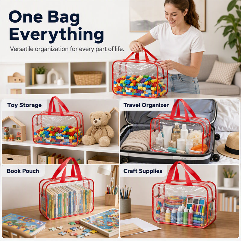 🧸 ¡50% DE DESCUENTO AHORA! 🚗 Bolsa de Almacenamiento de Juguetes de PVC Transparente – Clara, impermeable y duradera – Mantiene bloques, coches y muñecas ordenados ✨