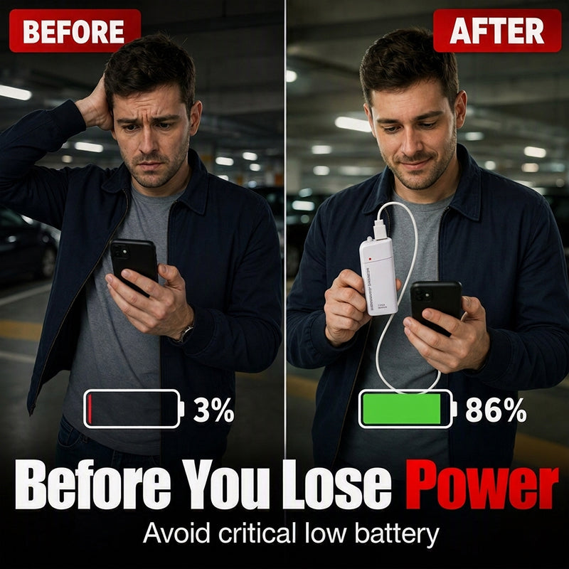 ⏳🔥¡50 % DE DESCUENTO POR TIEMPO LIMITADO! ⏰ Cargador portátil de emergencia para teléfonos móvil, batería externa alimentada con pilas AA y linterna LE