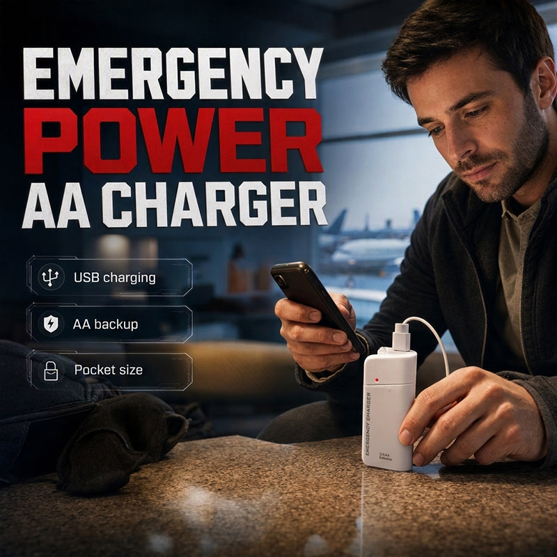 ⏳🔥¡50 % DE DESCUENTO POR TIEMPO LIMITADO! ⏰ Cargador portátil de emergencia para teléfonos móvil, batería externa alimentada con pilas AA y linterna LE