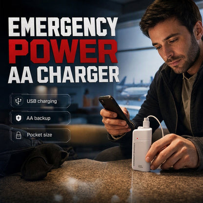 ⏳🔥¡50 % DE DESCUENTO POR TIEMPO LIMITADO! ⏰ Cargador portátil de emergencia para teléfonos móvil, batería externa alimentada con pilas AA y linterna LE