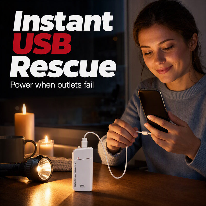⏳🔥¡50 % DE DESCUENTO POR TIEMPO LIMITADO! ⏰ Cargador portátil de emergencia para teléfonos móvil, batería externa alimentada con pilas AA y linterna LE