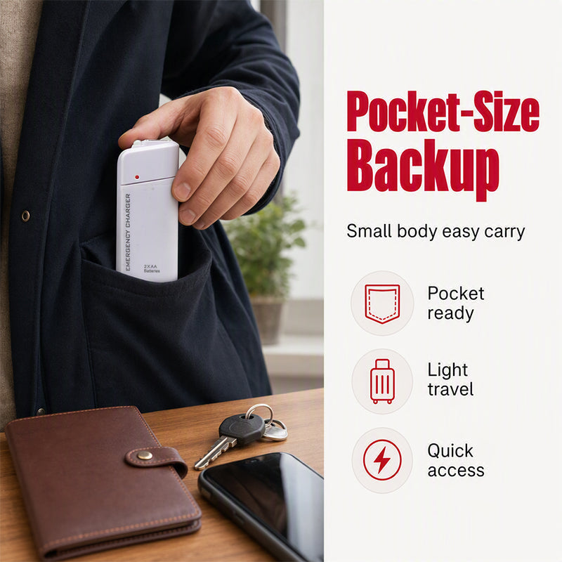 ⏳🔥¡50 % DE DESCUENTO POR TIEMPO LIMITADO! ⏰ Cargador portátil de emergencia para teléfonos móvil, batería externa alimentada con pilas AA y linterna LE