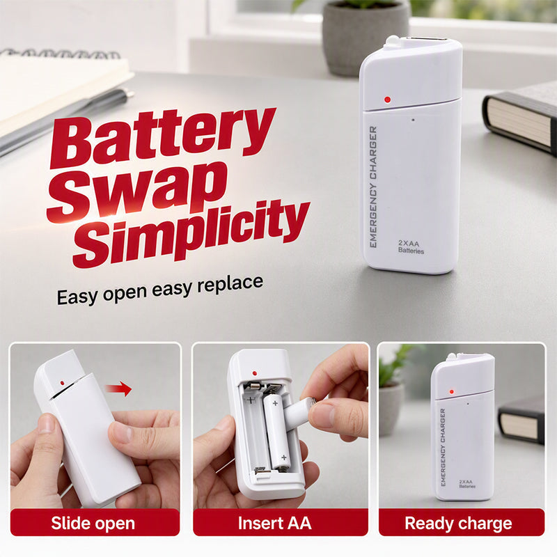 ⏳🔥¡50 % DE DESCUENTO POR TIEMPO LIMITADO! ⏰ Cargador portátil de emergencia para teléfonos móvil, batería externa alimentada con pilas AA y linterna LE
