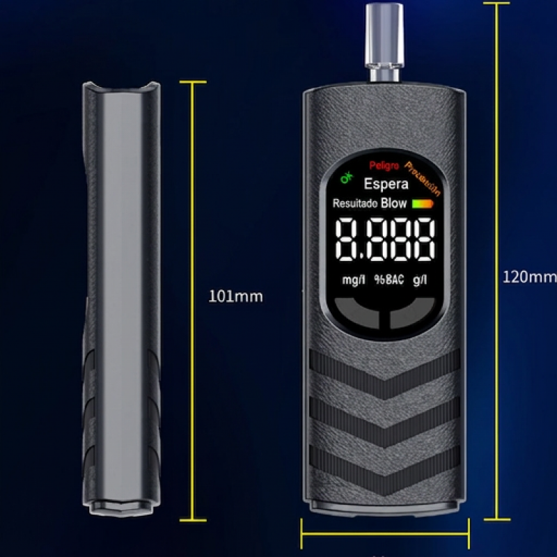 Probador de alcohol recargable con pantalla LCD y difusión de voz