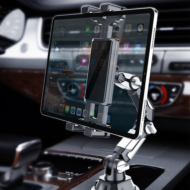 🚗 Desde coche de alquiler hasta SUV familiar: el soporte plegable para tabletas encaja con la mayoría de los portavasos. Ángulo ajustable