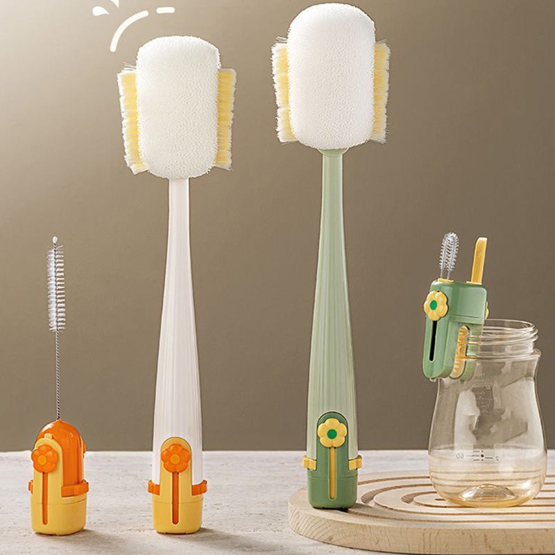 🥳 ¡Más de 50.000 vendidos! 🧽✨ Set cepillo limpiador de botellas 5 en 1 para biberones pajitas ranuras y termos 🍼✅