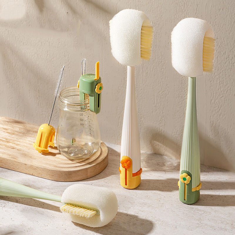 🥳 ¡Más de 50.000 vendidos! 🧽✨ Set cepillo limpiador de botellas 5 en 1 para biberones pajitas ranuras y termos 🍼✅