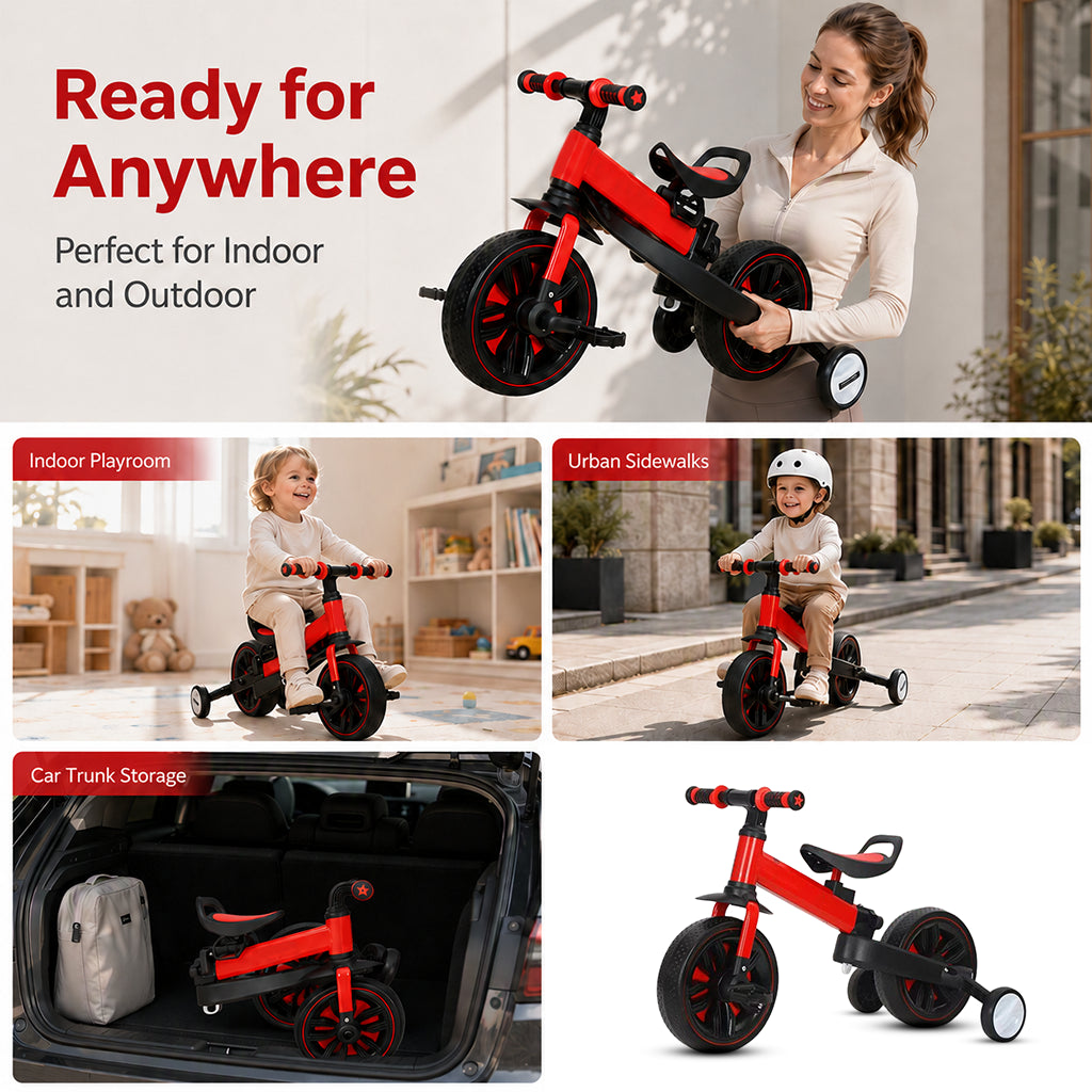 🚲✨ Triciclo infantil 3 en 1: ultraligero (2,8 kg) y con diseño plegable para llevarlo a cualquier parte | De bicicleta de equilibrio a carrito de mano