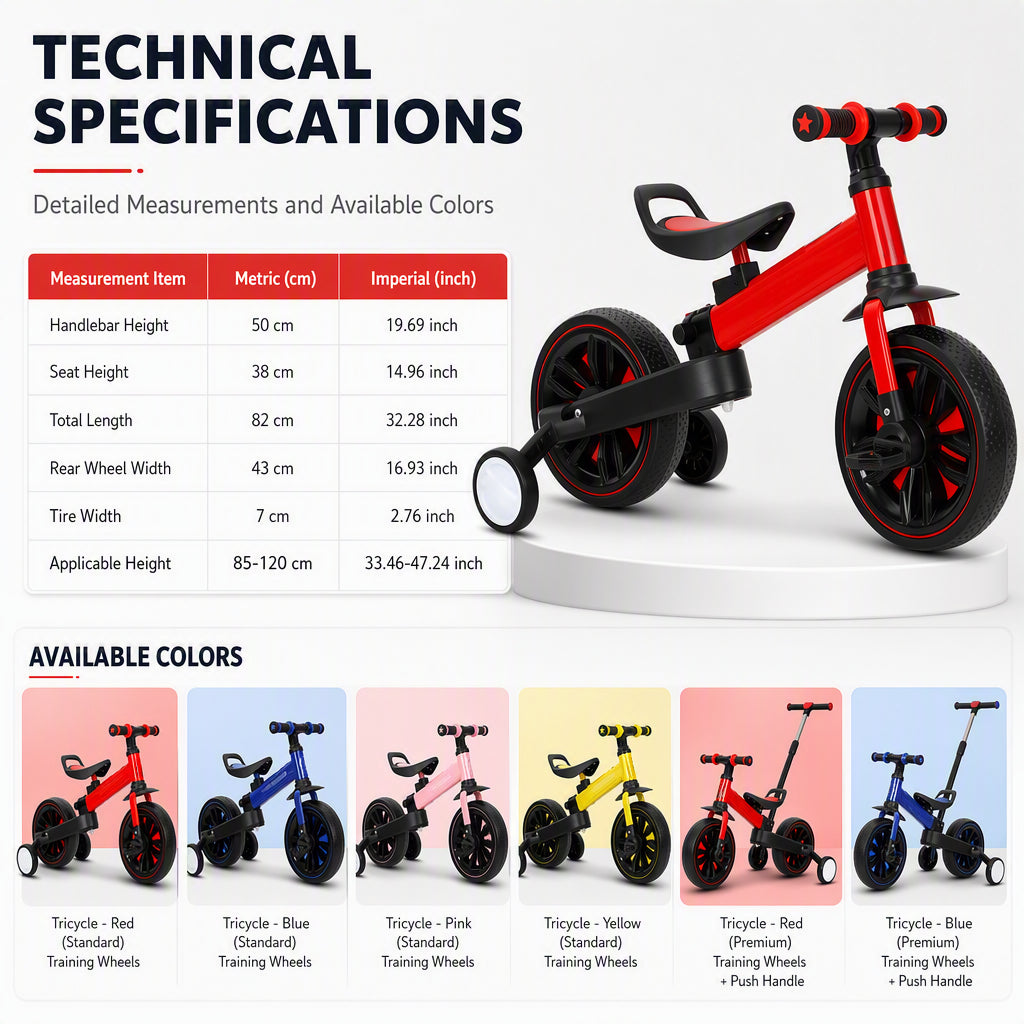 🚲✨ Triciclo infantil 3 en 1: ultraligero (2,8 kg) y con diseño plegable para llevarlo a cualquier parte | De bicicleta de equilibrio a carrito de mano