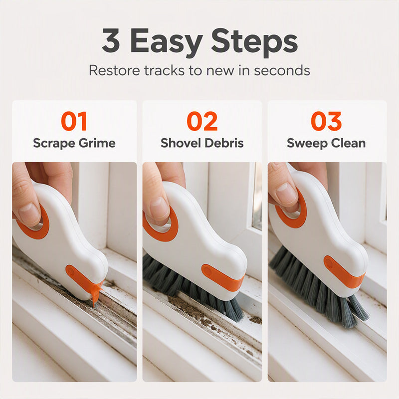 🧹 LIMITED TIME 50% OFF! 2-in-1 Window Groove Cleaning Brush with Built-in Scraper – Narrow Crevice Tool with Hard Bristles ✨