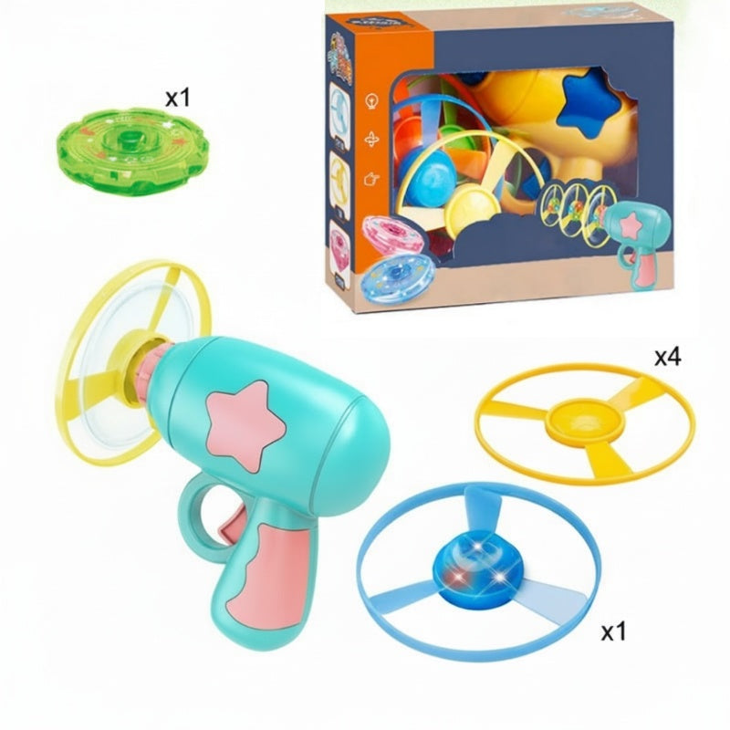 Pistola Lanzadora de Discos Voladores LED