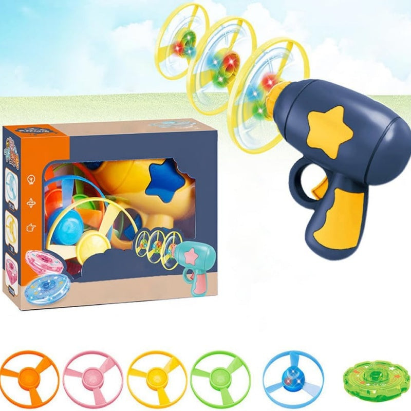 Pistola Lanzadora de Discos Voladores LED