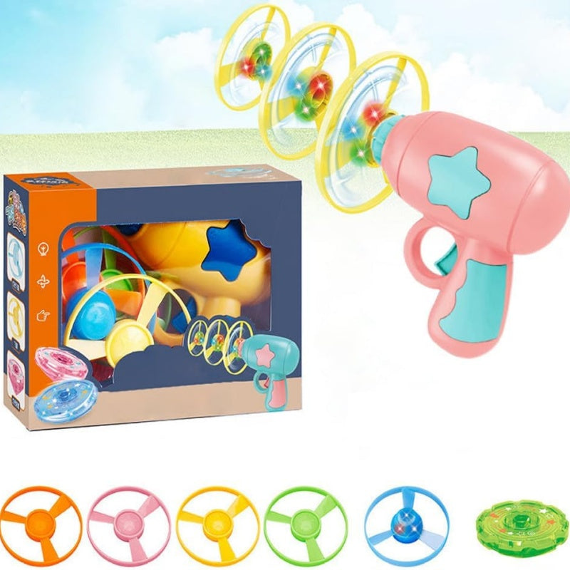 Pistola Lanzadora de Discos Voladores LED