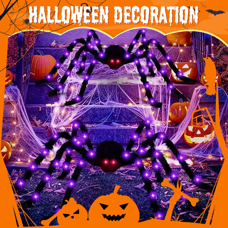 Araña peluda con gran telaraña para decoración de Halloween al aire libre