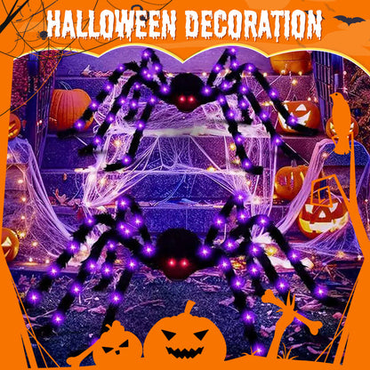 Araña peluda con gran telaraña para decoración de Halloween al aire libre