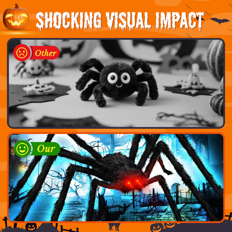 Araña peluda con gran telaraña para decoración de Halloween al aire libre