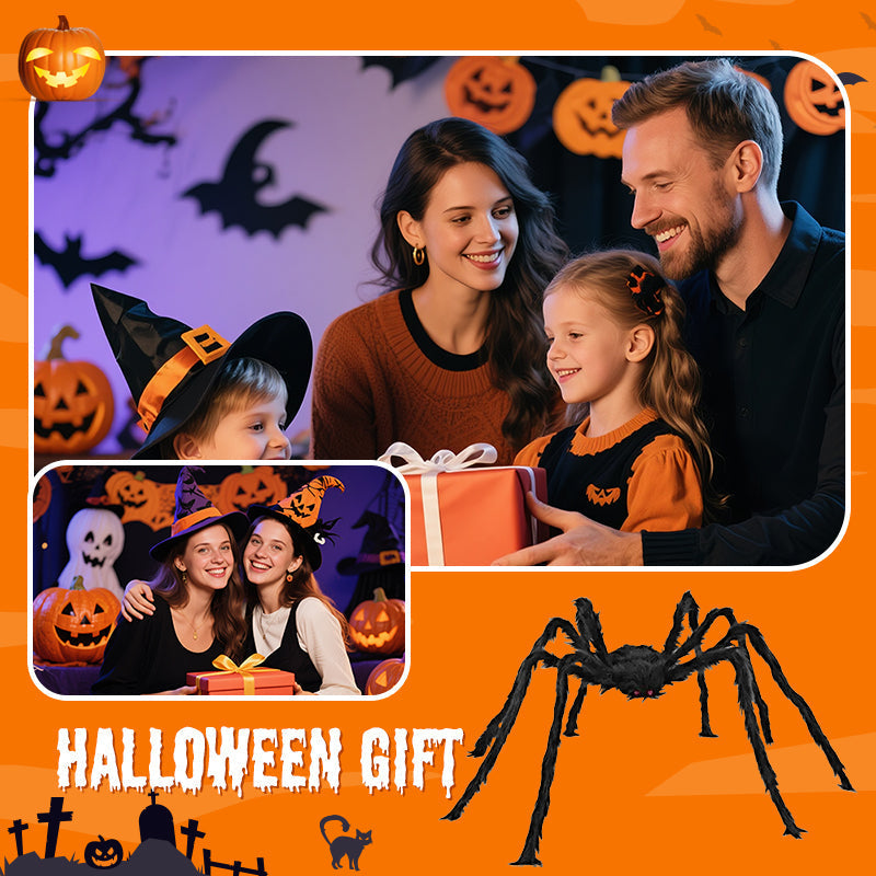 Araña peluda con gran telaraña para decoración de Halloween al aire libre