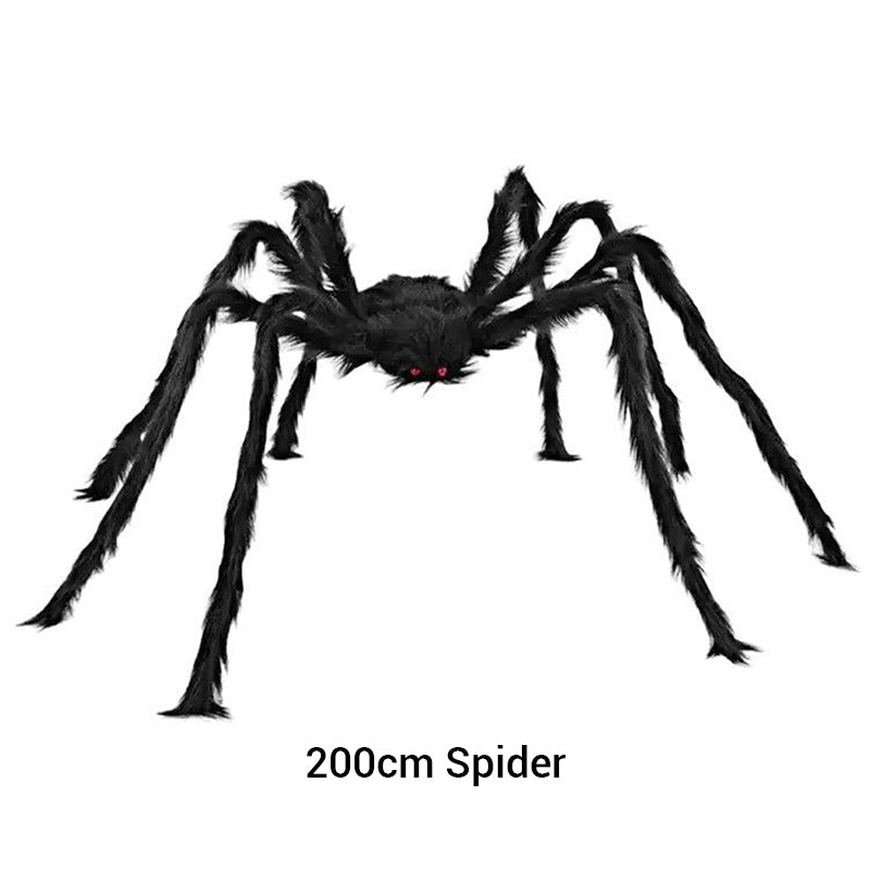 Araña peluda con gran telaraña para decoración de Halloween al aire libre