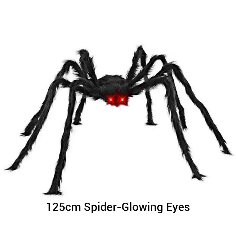 Araña peluda con gran telaraña para decoración de Halloween al aire libre