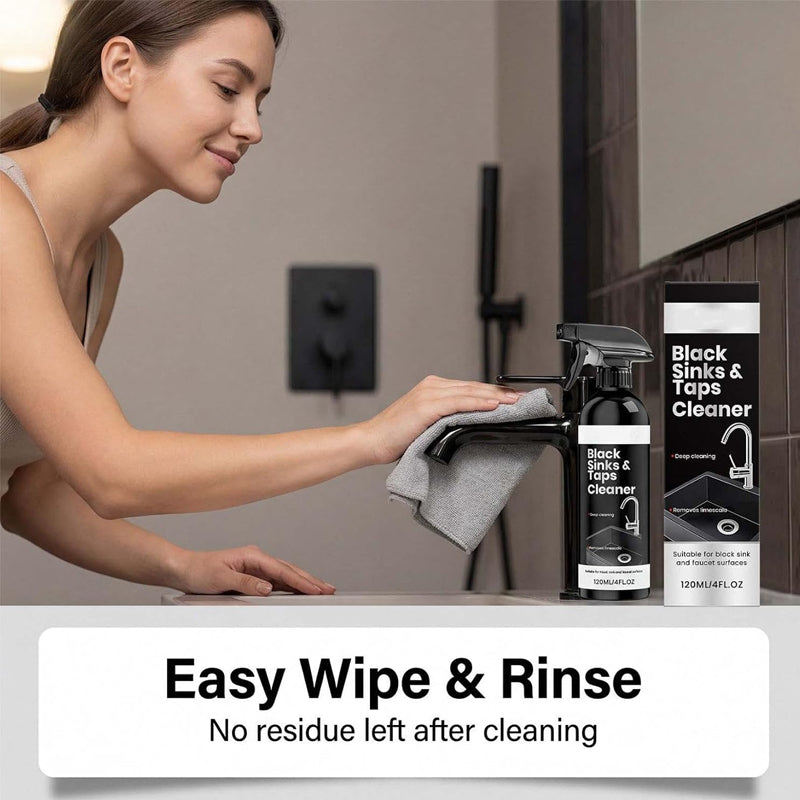 ⏳🔥¡50 % DE DESCUENTO POR TIEMPO LIMITADO! ⏰ 🚿 Spray limpiador antical para fregaderos y grifos negros, spray quitamanchas de agua difíciles, limpiador de accesorios de baño sin frotar para grifos, fregaderos y superficies de ducha.
