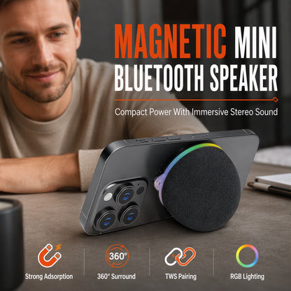 ⏳🔥¡50 % DE DESCUENTO POR TIEMPO LIMITADO! ⏰ Altavoz Bluetooth Mini Magnético con Luz Ambiental RGB