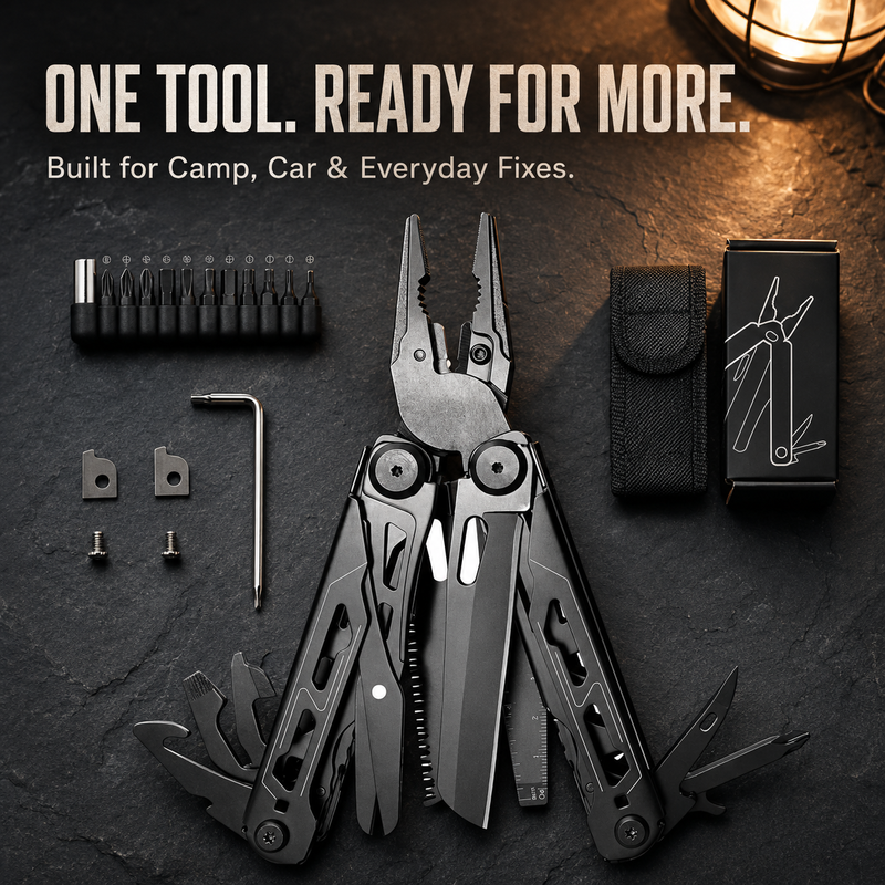 🔧50% OFF NOW! Heavy‑Duty Folding Multi‑Tool Pliers, Portable Multi‑Function Survival Tool with Knife, Screwdriver, with Carry Pouch for Camping, Outdoor, Home Emergency Repair