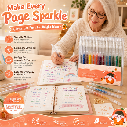 ⏳🔥¡50 % DE DESCUENTO POR TIEMPO LIMITADO! ⏰ ✨ Set de bolígrafos de gel con purpurina retráctiles para journaling y dibujo