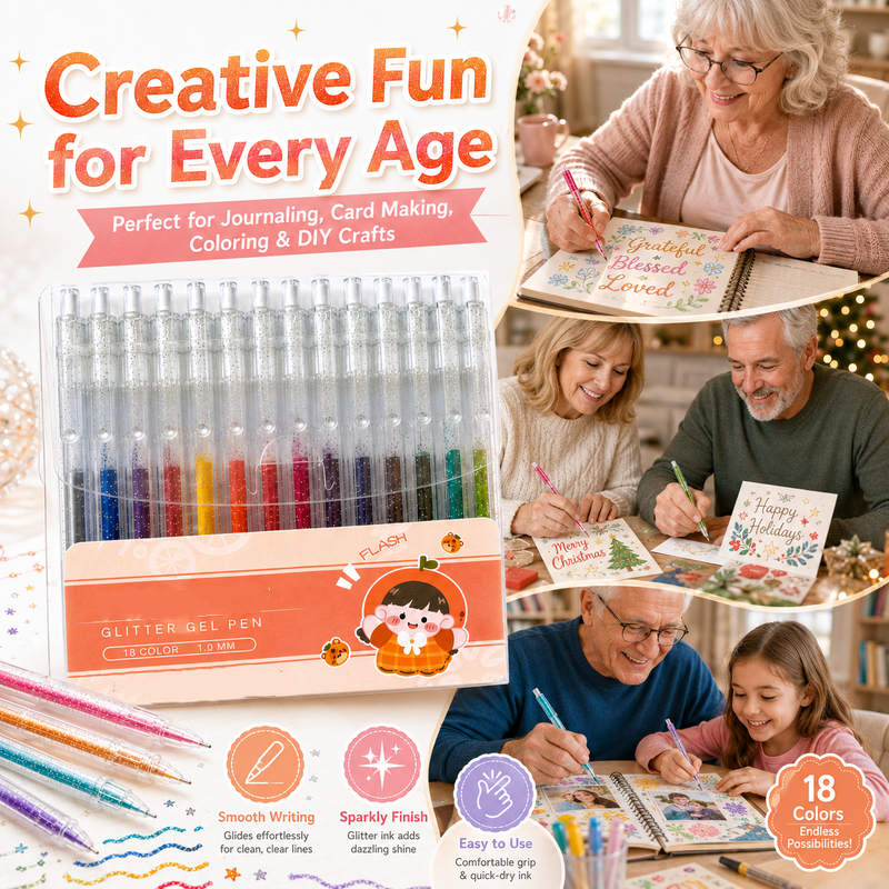 ⏳🔥¡50 % DE DESCUENTO POR TIEMPO LIMITADO! ⏰ ✨ Set de bolígrafos de gel con purpurina retráctiles para journaling y dibujo