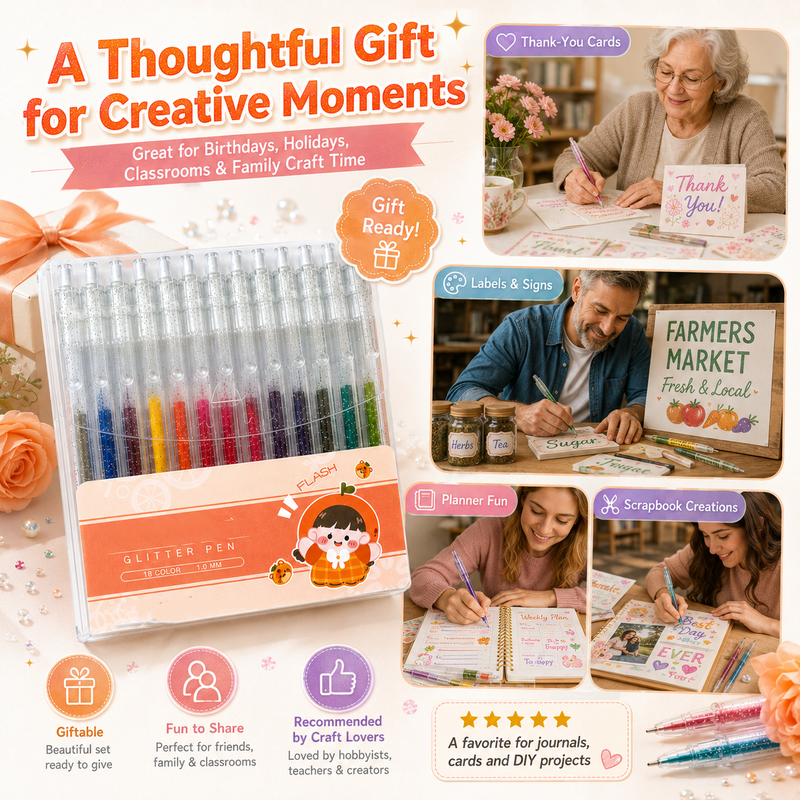⏳🔥¡50 % DE DESCUENTO POR TIEMPO LIMITADO! ⏰ ✨ Set de bolígrafos de gel con purpurina retráctiles para journaling y dibujo