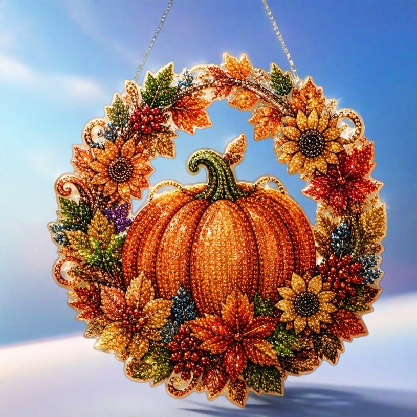 ⏳🔥¡50 % DE DESCUENTO POR TIEMPO LIMITADO! ⏰ 🎃✨ Corona Otoñal de Calabaza con Rombo – Kit DIY Completo, Cuelga y Decora tu Puerta con Encanto Rústico 🍂🏠