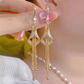 Aretes de Gancho con Borlas Geométricas Elegantes