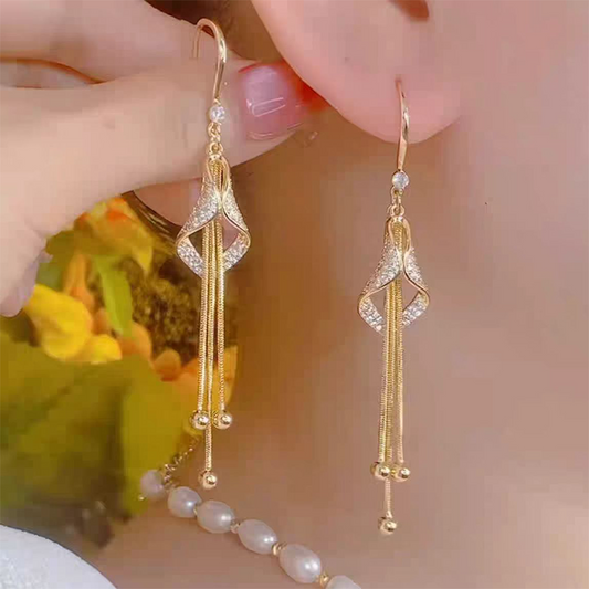 ⏳🔥¡50 % DE DESCUENTO POR TIEMPO LIMITADO! ⏰ Aretes de Gancho con Borlas Geométricas Elegantes