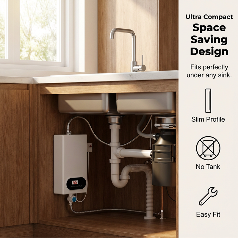 Calentador de Agua Eléctrico Instantáneo Compacto y Seguro