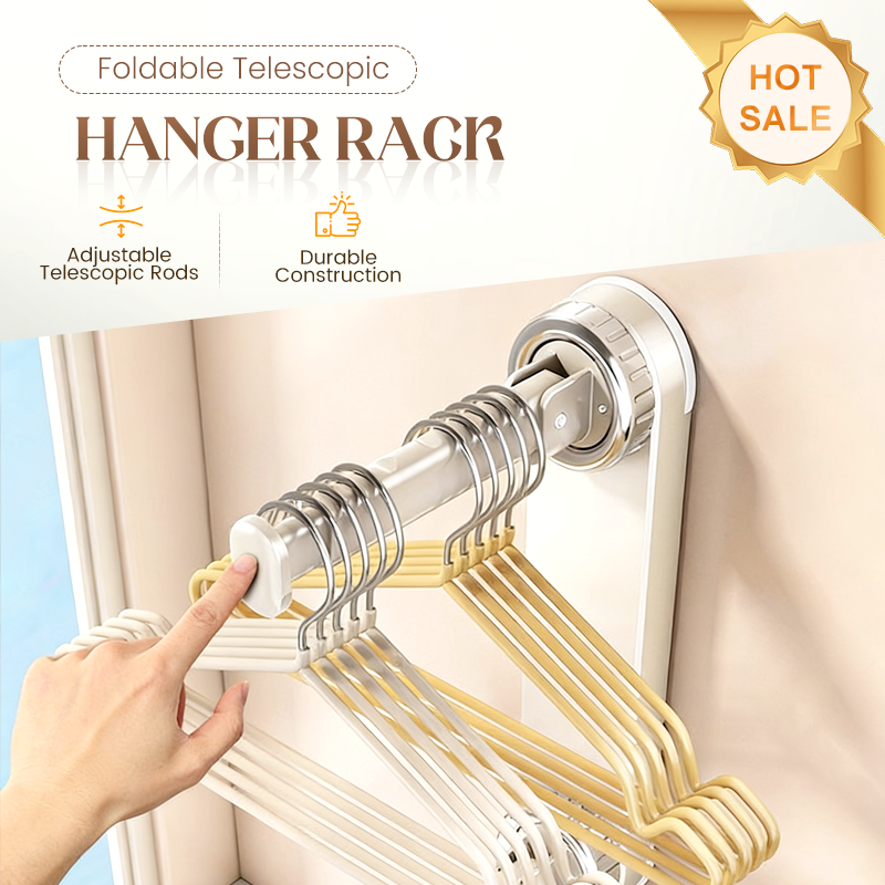 ⏳🔥¡50 % DE DESCUENTO POR TIEMPO LIMITADO! ⏰🏠 Perchero Plegable Telescópico con Ventosa – Barra Extensible para Ropa Sin Taladro