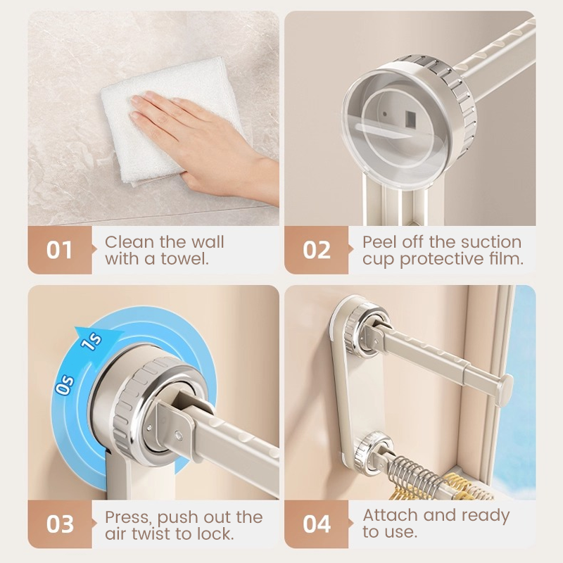 ⏳🔥¡50 % DE DESCUENTO POR TIEMPO LIMITADO! ⏰🏠 Perchero Plegable Telescópico con Ventosa – Barra Extensible para Ropa Sin Taladro
