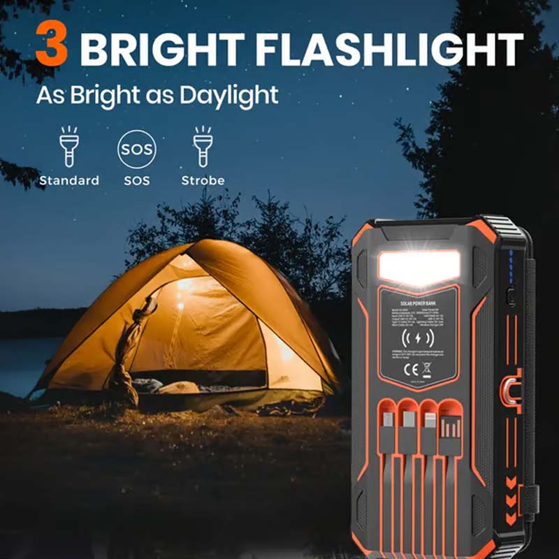 Batería Externa Solar 20000mAh con Linterna LED