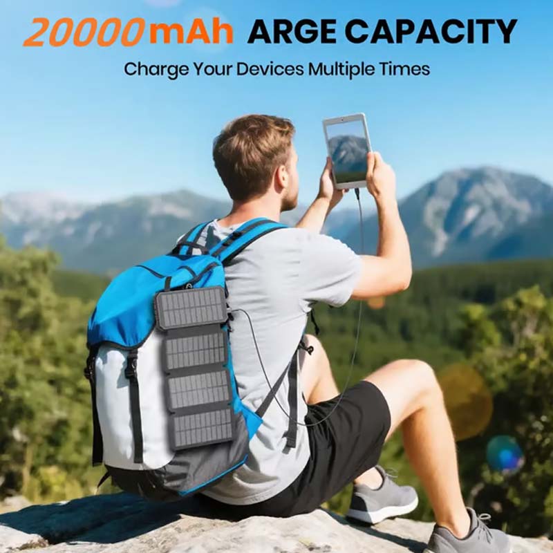 Batería Externa Solar 20000mAh con Linterna LED