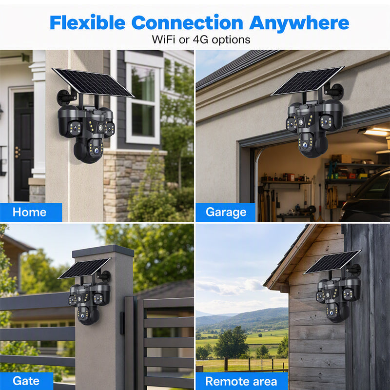 📹 ¡50% DE DESCUENTO AHORA! ☀️ Cámara de Seguridad Solar con Triple Lente – Cobertura 360°, Inalámbrica y para Todo Clima – Monitoreo Claro Día/Noche 🏠
