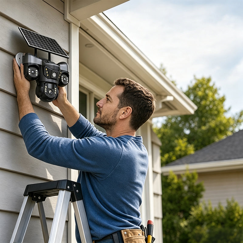 📹 ¡50% DE DESCUENTO AHORA! ☀️ Cámara de Seguridad Solar con Triple Lente – Cobertura 360°, Inalámbrica y para Todo Clima – Monitoreo Claro Día/Noche 🏠