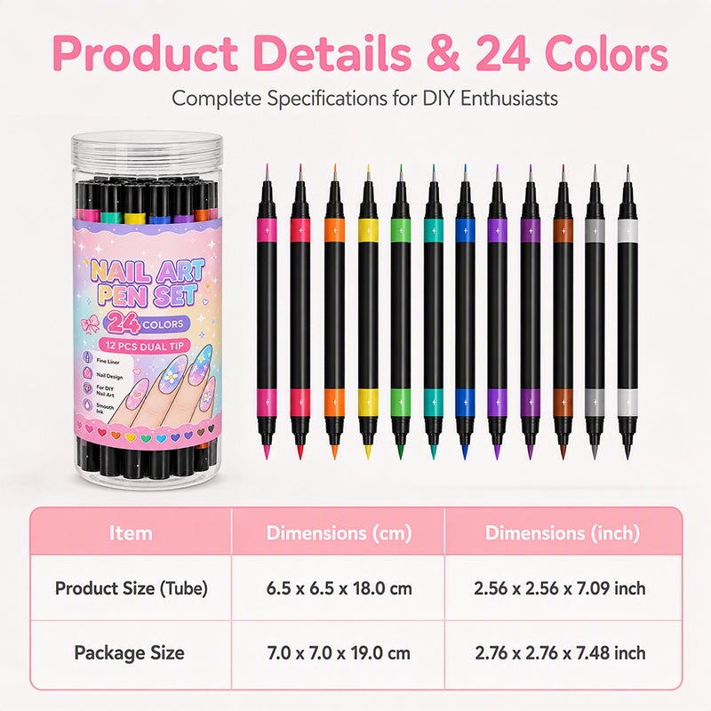 🎁2026 New Arrivals 50% OFF💥24 Colors Dual Ended Nail Art Pens Set🪄🎨