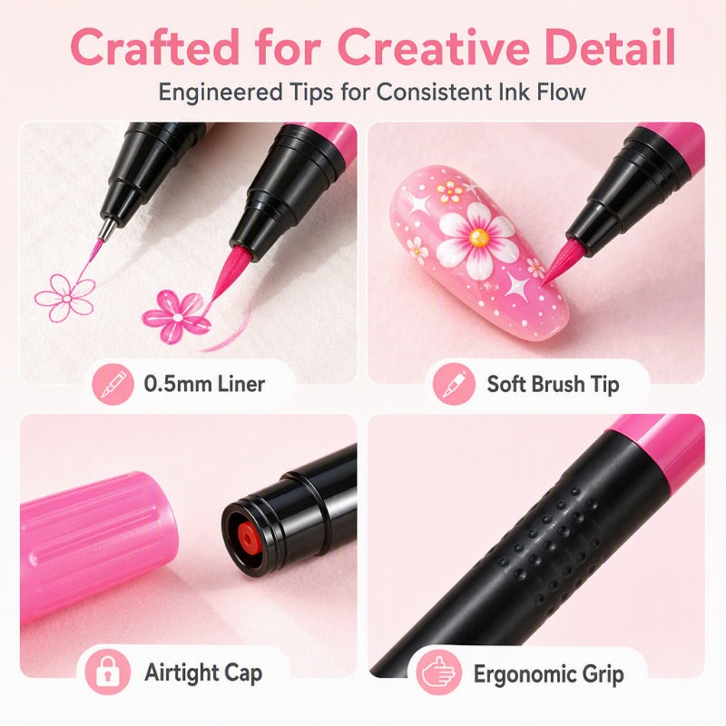 🎁2026 New Arrivals 50% OFF💥24 Colors Dual Ended Nail Art Pens Set🪄🎨