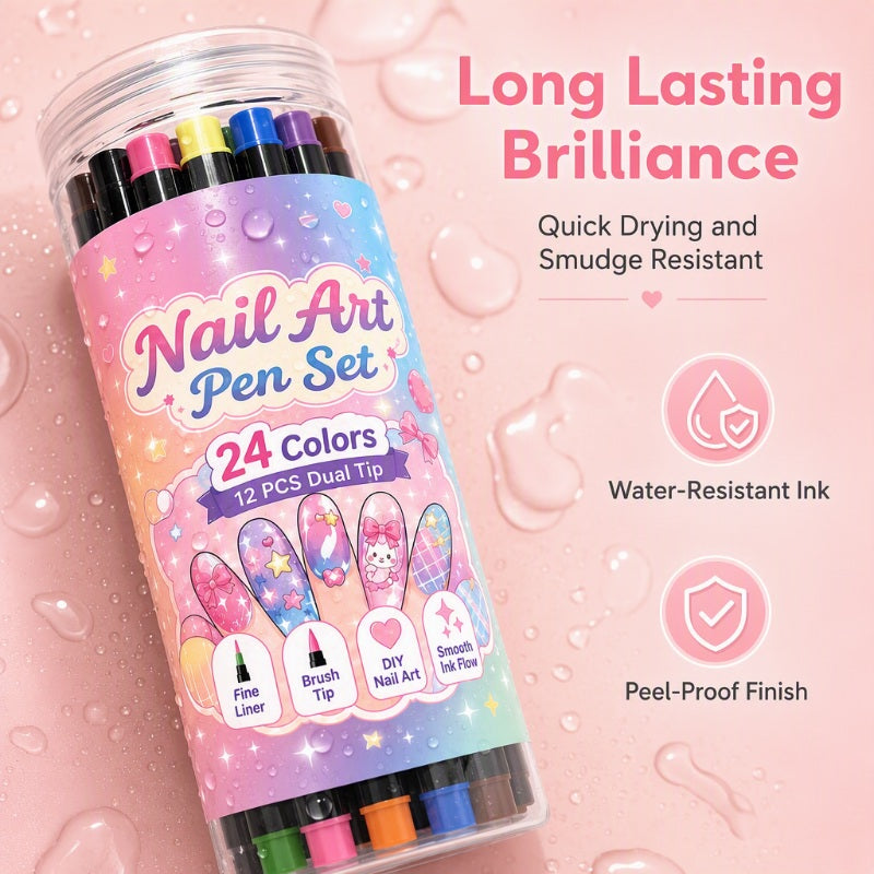 🎁2026 New Arrivals 50% OFF💥24 Colors Dual Ended Nail Art Pens Set🪄🎨