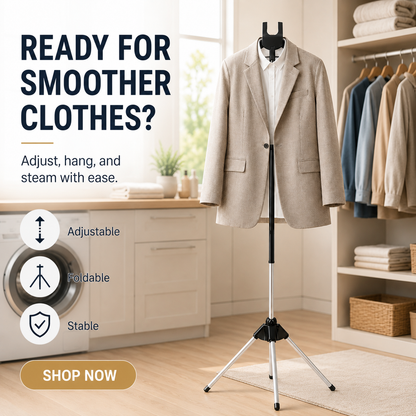 👔 ¡50% DE DESCUENTO AHORA! Soporte ajustable para plancha de vapor, trípode plegable para colgar ropa, soporte estable y de altura ajustable para planchado a vapor en el hogar y cuidado de prendas.