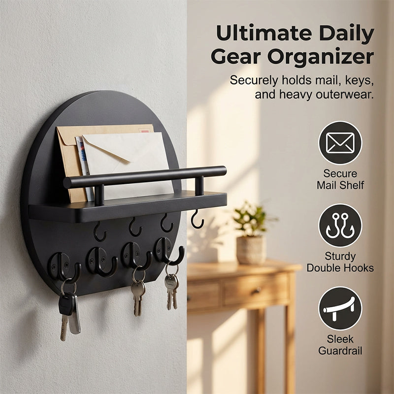 ⏳🔥¡50 % DE DESCUENTO POR TIEMPO LIMITADO! ⏰ Organizador de Llaves de Pared con Estante y Ganchos