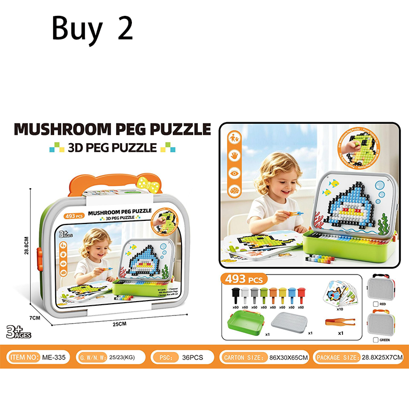 ⏳🔥¡50 % DE DESCUENTO POR TIEMPO LIMITADO! ⏰ Puzzle Creativo 3D de Clavijas con Forma de Hongo