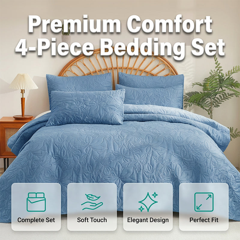 ⏳¡Oferta por Tiempo Limitado 50% OFF!⏰Juego de Ropa de Cama de Algodón 100% en Color Liso – 4 Piezas🛏️